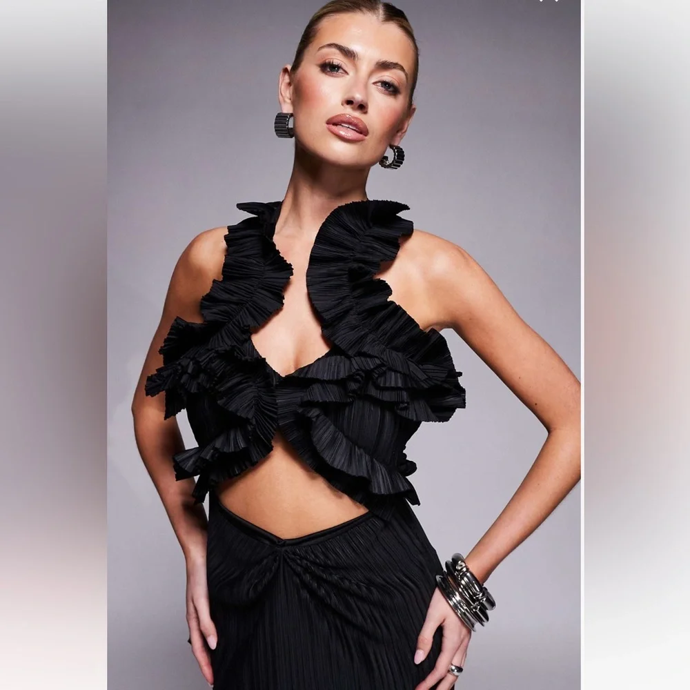 ASOS Black Ruffle Maxi Dress - Picture 2 of 5